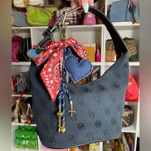 Dooney & Bourke Y2K Navy Denim Look Monogram Hobo Bag
